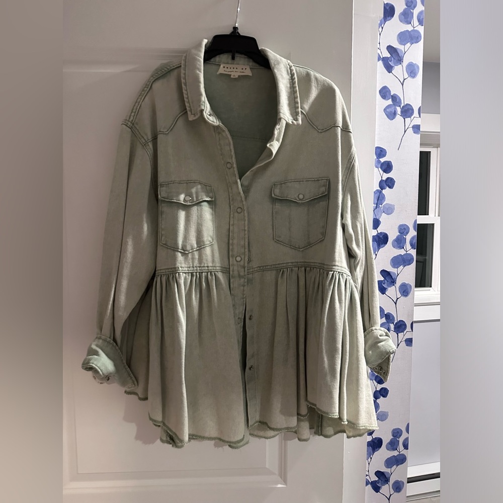 Mint green Jean shirt